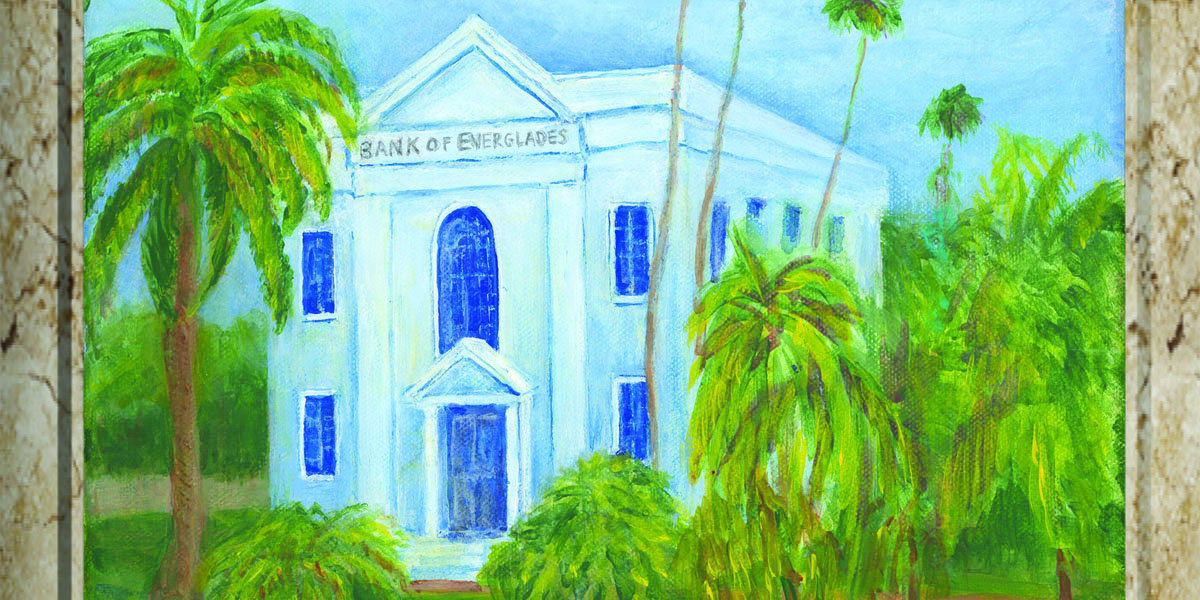 Original painting by Varick Niles of Bank of Everglades will be auctioned at the Music Festival on January 14.